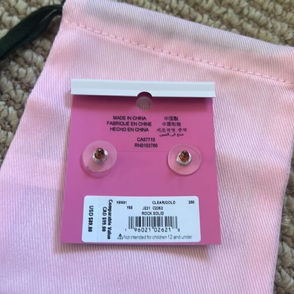 KATE SPADE Rock Solid Stone Heart Linear Earrings K1 - Picture 6 of 7